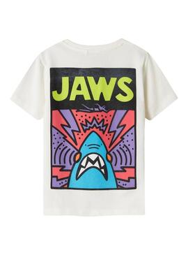 Maglietta Name It Makai Jaws beige regolare per bambini
