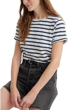 Maglietta Levis Margot a righe bianche e blu per donna