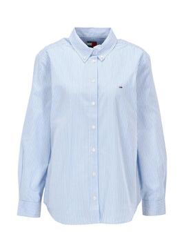 Camicia Tommy Jeans a righe blu e bianche per donna