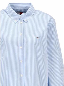 Camicia Tommy Jeans a righe blu e bianche per donna