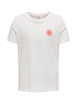 Maglietta Only Kids Koghappy Life bianca per ragazza