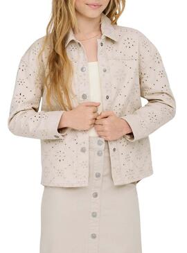 Giacca Only Kids Crochet beige per bambina