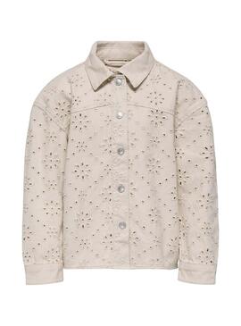 Giacca Only Kids Crochet beige per bambina