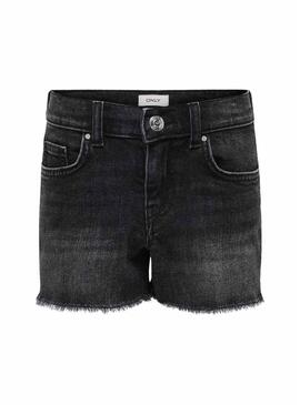 Shorts solo per bambini Kogrobyn in denim nero per ragazze