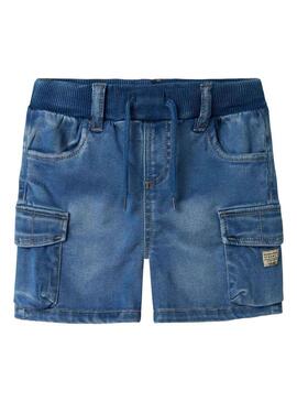 Bermuda Name It Ben Baggy in denim blu per bambina