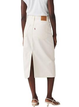 Gonna di jeans Levis midi bianca per donna
