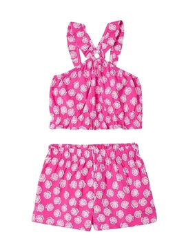 Set Mayoral di shorts a maglia rosa per bambina