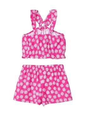 Set Mayoral di shorts a maglia rosa per bambina