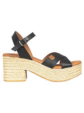 Sandali Popa Clifton in pelle nera per donna.
