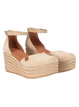Zeppe a poppa Catalar in camoscio beige per donna