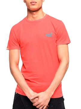 T-Shirt Superdry Label Neon Orange Uomo