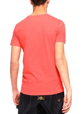 T-Shirt Superdry Label Neon Orange Uomo