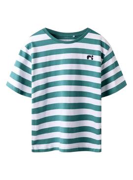 Maglietta Name It Fridy a righe verde per bambina