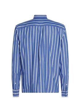 Camicia Tommy Hilfiger Flex Poplin blu e bianca per uomo