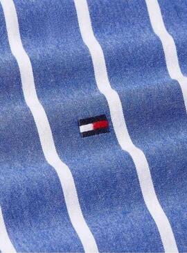 Camicia Tommy Hilfiger Flex Poplin blu e bianca per uomo
