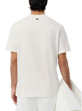 Maglietta Lacoste con logo bianco e blu per uomo