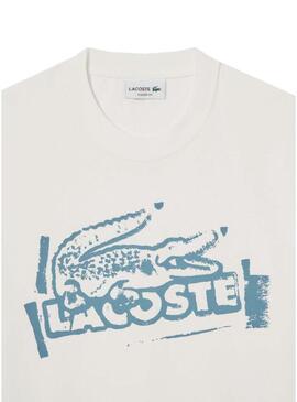 Maglietta Lacoste con logo bianco e blu per uomo