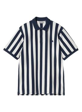Polo Carhartt Boyton blu e bianco per uomo