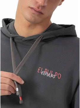 Felpa con cappuccio El Pulpo Logo antracite per uomo.