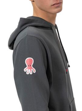 Felpa con cappuccio El Pulpo Logo antracite per uomo.