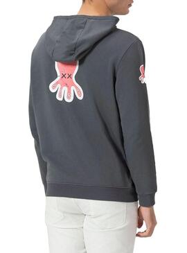 Felpa con cappuccio El Pulpo Logo antracite per uomo.