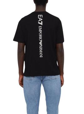 Maglietta Emporio Armani EA7 logo verticale nera per uomo