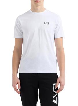 Maglietta Emporio Armani EA7 logo verticale bianca per uomo