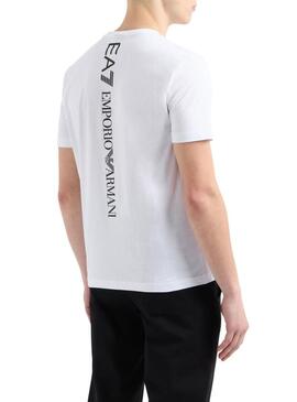 Maglietta Emporio Armani EA7 logo verticale bianca per uomo