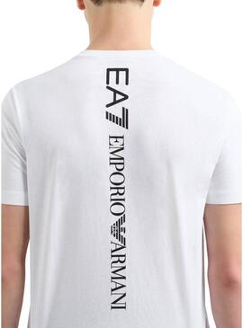 Maglietta Emporio Armani EA7 logo verticale bianca per uomo