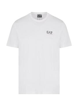 Maglietta Emporio Armani EA7 logo verticale bianca per uomo