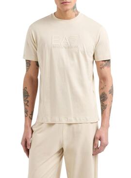 Maglietta Emporio Armani EA7 logo beige per uomo