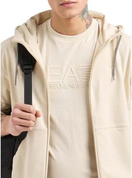 Maglietta Emporio Armani EA7 logo beige per uomo