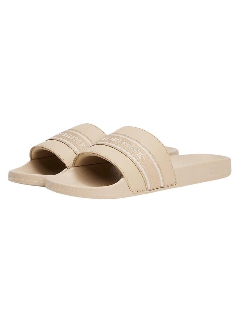 Ciabatte Tommy Hilfiger Poolside beige per donna