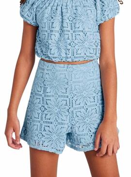 Short Mayoral in pizzo blu per ragazza