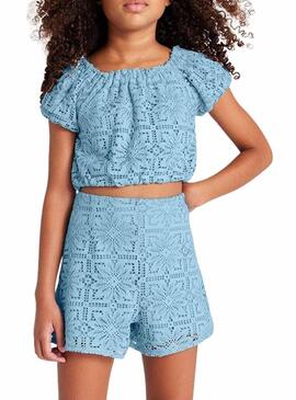 Short Mayoral in pizzo blu per ragazza