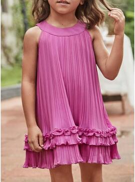 Abito plissettato rosa Mayoral per bambina