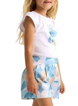 Gonna pantaloni Mayoral stampata blu per bambina
