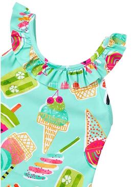 Costume da bagno Mayoral stampato con volant per bambina.