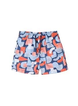 Costume da bagno stampato blu e corallo per bambino Mayoral