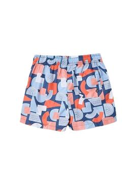 Costume da bagno stampato blu e corallo per bambino Mayoral