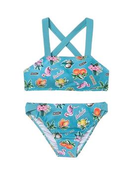 Bikini Mayoral  stampato turchese per bambina