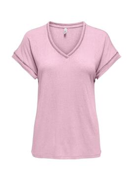 Maglietta Only Penny rosa traforata per donna