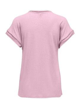 Maglietta Only Penny rosa traforata per donna