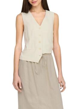 Gilet Only Iris Siesta in lino beige per donna