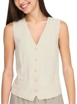 Gilet Only Iris Siesta in lino beige per donna