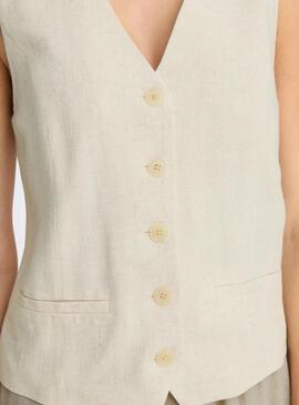 Gilet Only Iris Siesta in lino beige per donna