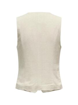 Gilet Only Iris Siesta in lino beige per donna