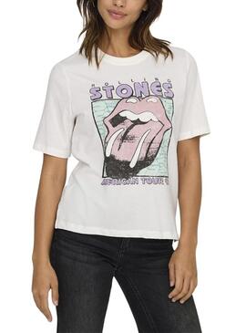 Maglietta Only Rolling Stones American Tour bianca per donna