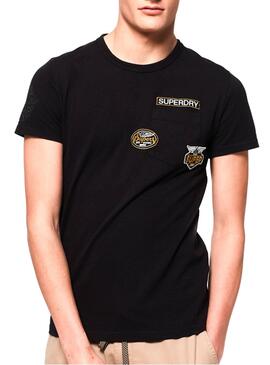 T-Shirt Superdry Premium Work Black Uomo