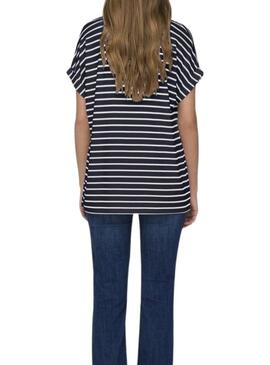 Maglia Only Moster a righe con scollo a V blu marino per donna